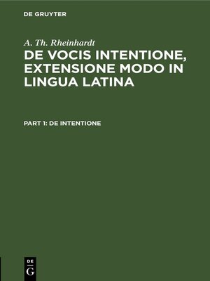 cover image of De intentione